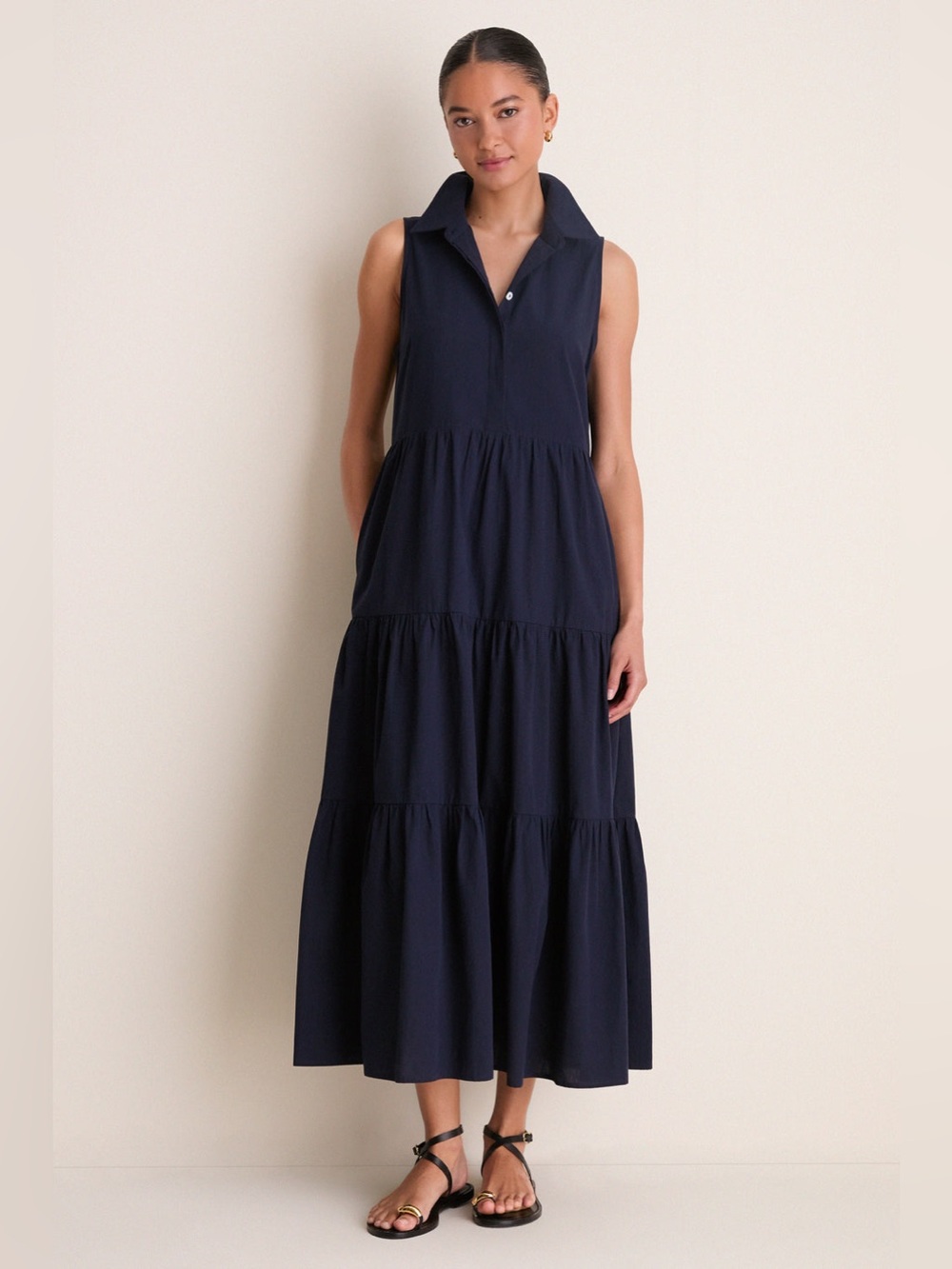 Pomander Place Navy Sleeveless Mabel Maxi Dress Size Large NWT